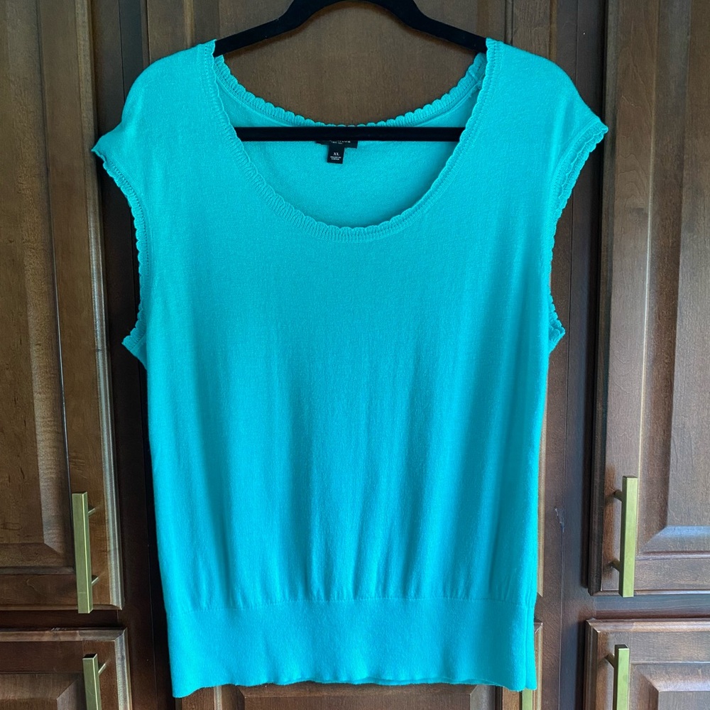 Ann Taylor Teal Green Relaxed Cap Sleeve Sweater Size XL